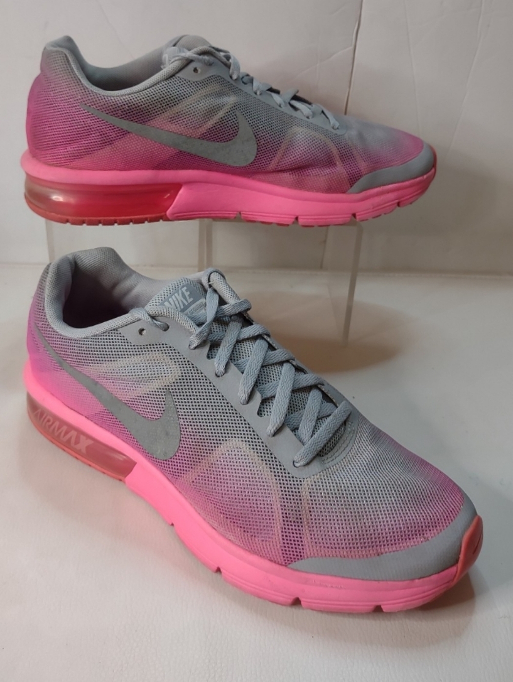 GIRLS 7Y-Nike Air Max Sequent 724984-002 Gray Running Shoes Sneakers WMNS 8-8.5